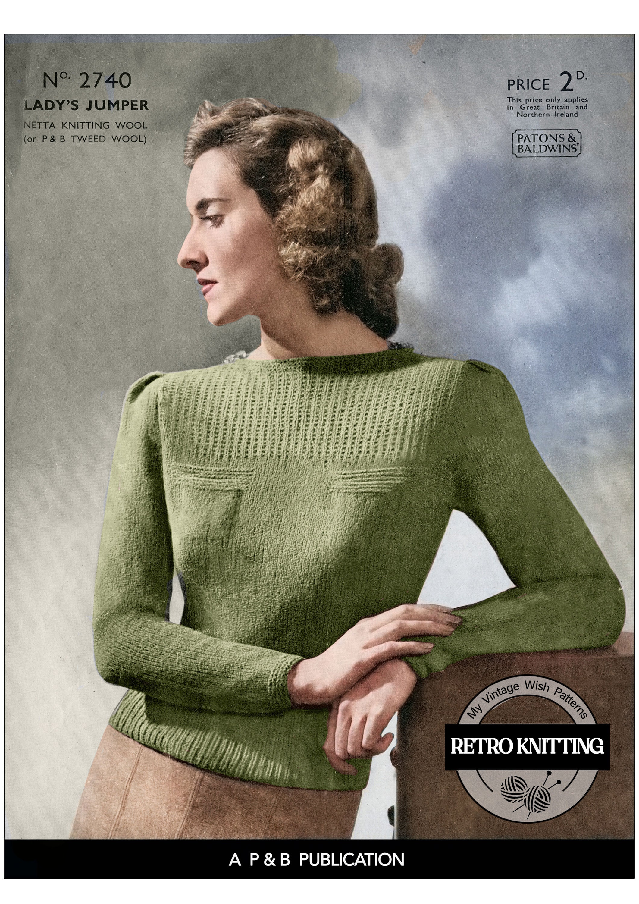 Maglione a sprone degli anni '40 con taschini sul petto PDF