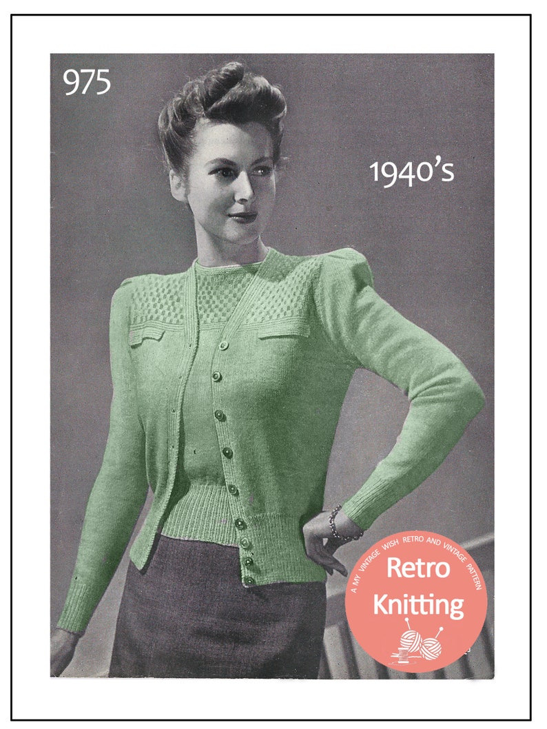 1940s Ladies Twinset Vintage Knitting Pattern PDF Instant | Etsy