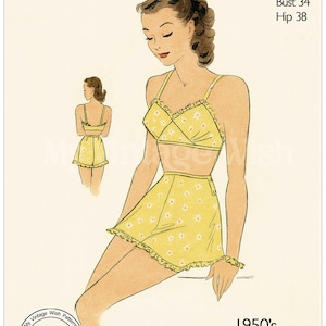 1950s Bra and Knickers Ready Printed Sewing Pattern Bust 34