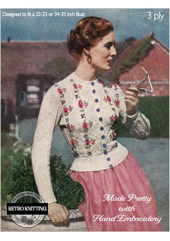 1950s Vintage Knitting Pattern - Tyrolean Sweater - PDF Download