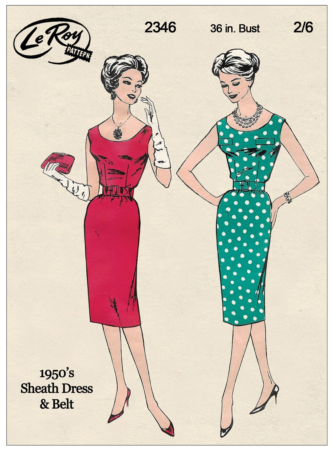 Buy 1950's Wiggle Dress and Jacket Bust 36 PDF Sewing Pattern Online in  India 