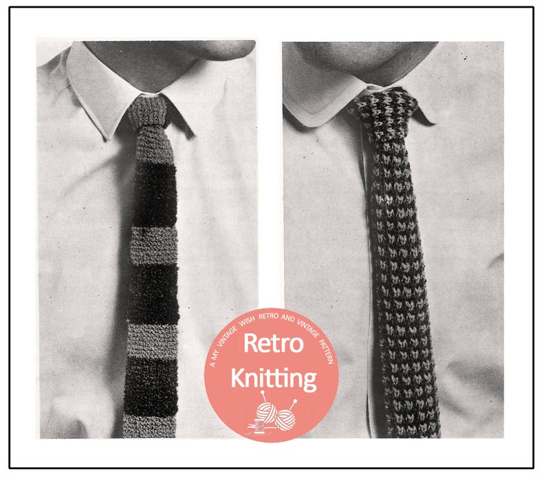 How to Knit a Tie - Vintage Mens Tie Pattern - Striped Tie Knitting Pattern
