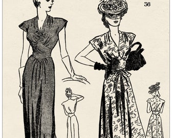 Patron de couture PDF pour robe de cocktail ou de soirée élégante des années 1940