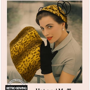 Ladda ner mönster för vintage-sömnad med hatt och muff från 1950-talet i PDF-format