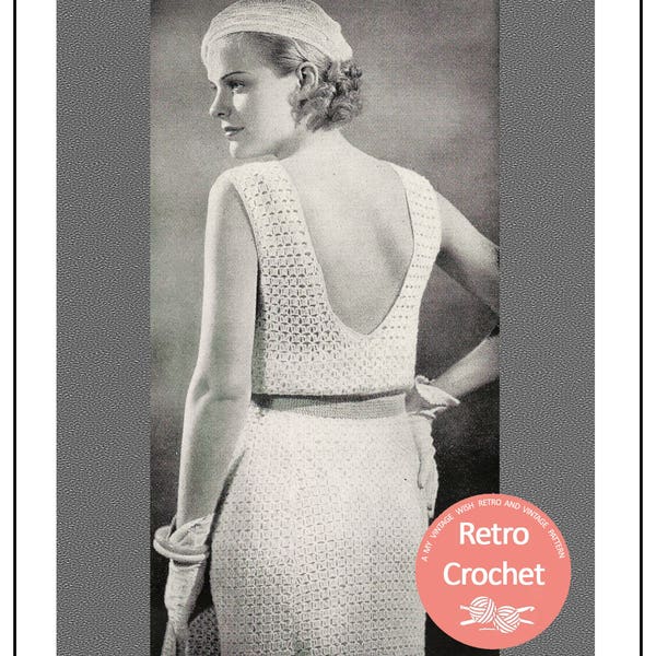 1930's Stylish Summer Dress, Bolero & Beret PDF Crochet Pattern