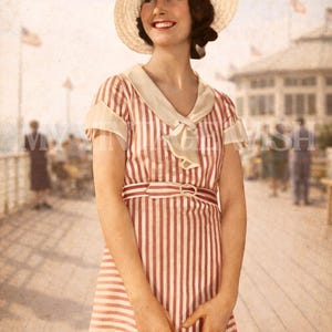 1930s  Everyday V-Neck Tea Frock PDF Print at Home Sewing Pattern