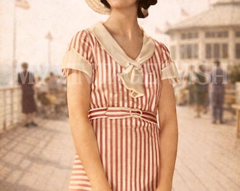 1930s  Everyday V-Neck Tea Frock PDF Print at Home Sewing Pattern