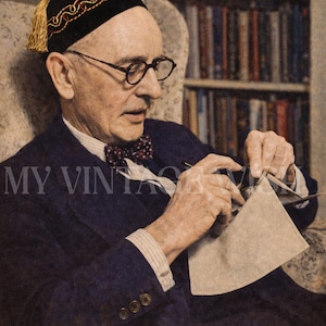 Patrón de costura para gorra de esmoquin vintage de los años 40 (PDF): Sombrero clásico de terciopelo para estar en casa