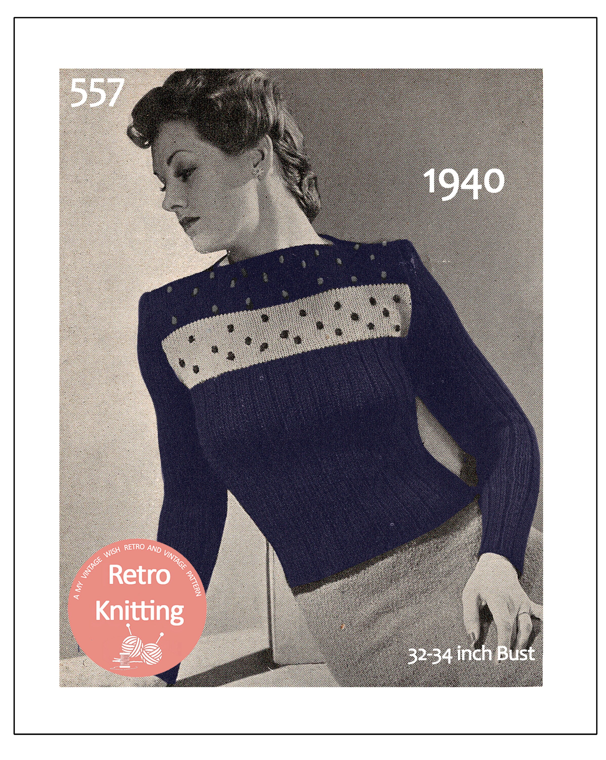 1940's Ribbed Striped Sweater With Embroidered Spots PDF - Etsy