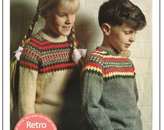 1960's Childrens' Fair Isle Sweater Vintage Knitting Pattern – PDF Knitting Pattern - Instant Download