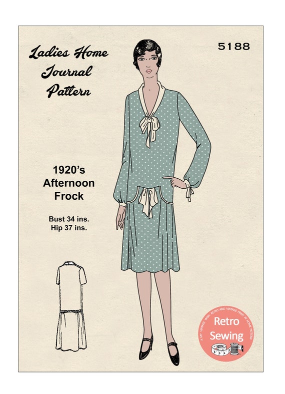 1920's Flapper Afternoon Frock Sewing Pattern - Paper Sewing Pattern