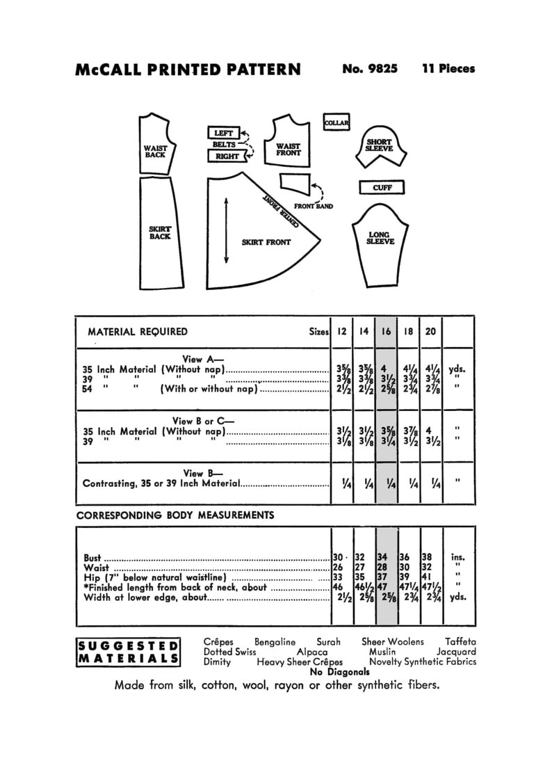 1930s Button Front Tea Dress PDF Sewing Pattern Bust 34 image 2