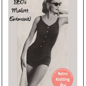 1950s Ribbed Swimsuit (Mailott) Knitting Pattern - PDF Instant Download