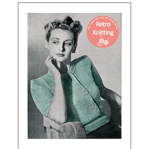 1940&#39;s Button Front Blouse Knitting Pattern - PDF Instant Download Knitting Pattern