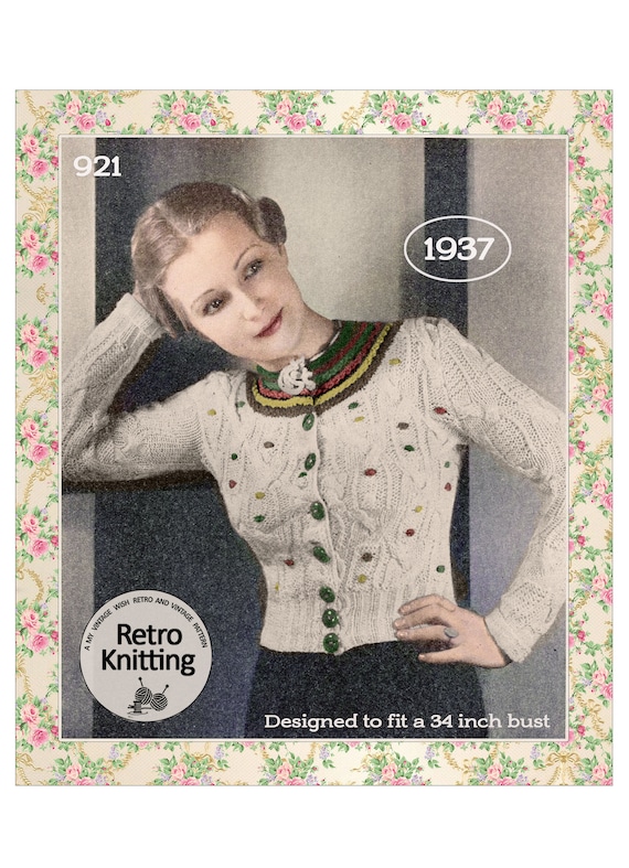 1940s Tyrolean Jumper PDF Knitting Pattern Bust 34 - Etsy