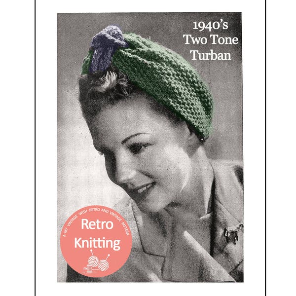 1940s Wartime Turban PDF Knitting Pattern