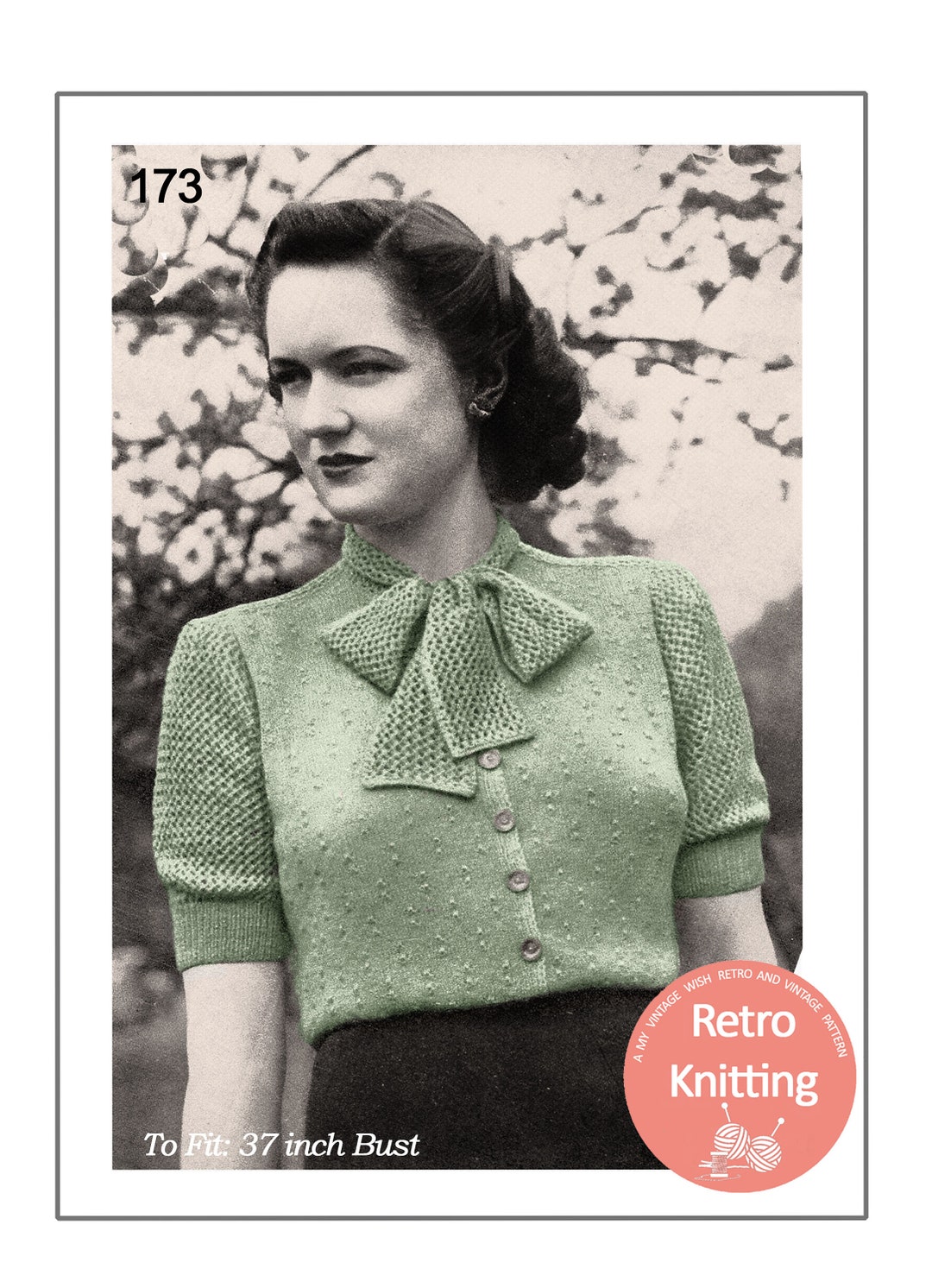 1940's Pussy Bow Sweater PDF Knitting Pattern - Etsy