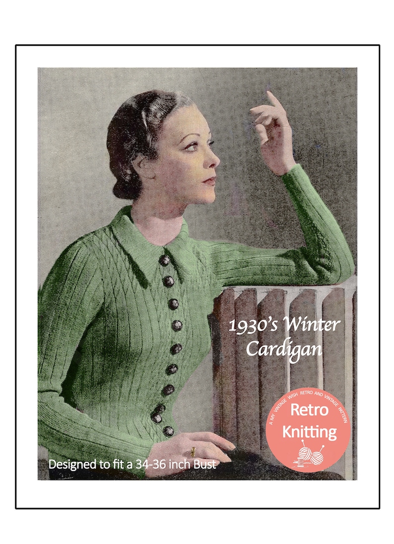 1930's Ladies Cardigan PDF Vintage Knitting Pattern image 1