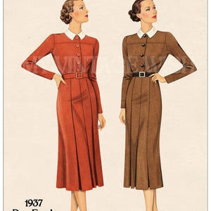 1937 Vintage Spring Frock Sewing Pattern PDF – Bust 36