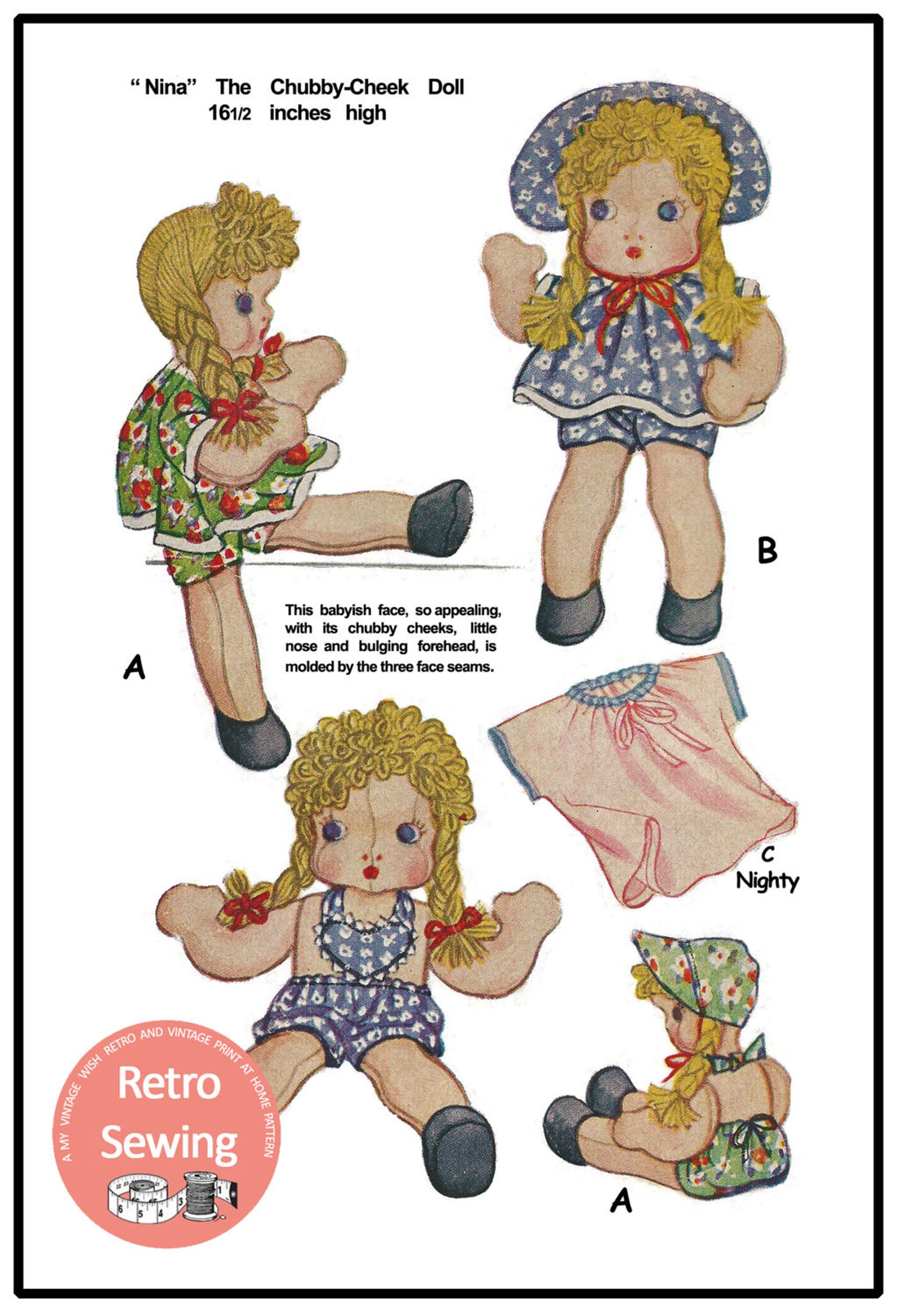 1930/40s 16.5 Nina the Chubby Cheek Doll and Clothes Etsy UK