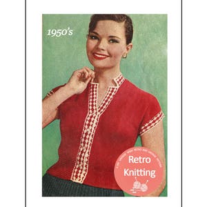 1950s Pretty Button Up Blouse Knitting Pattern - PDF Instant Download