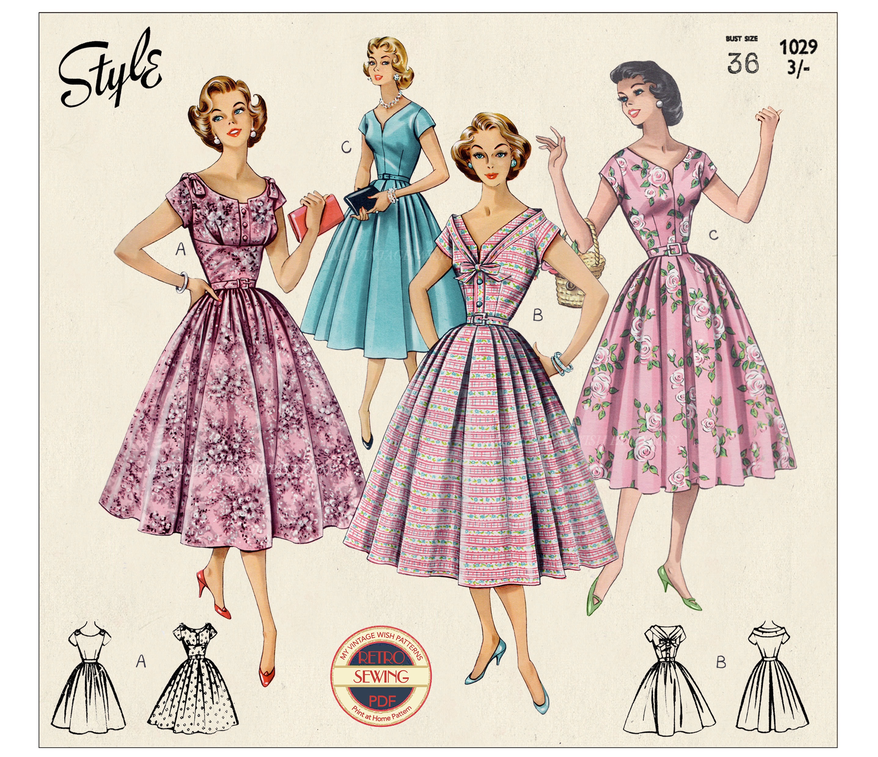 50’s patterns dresses