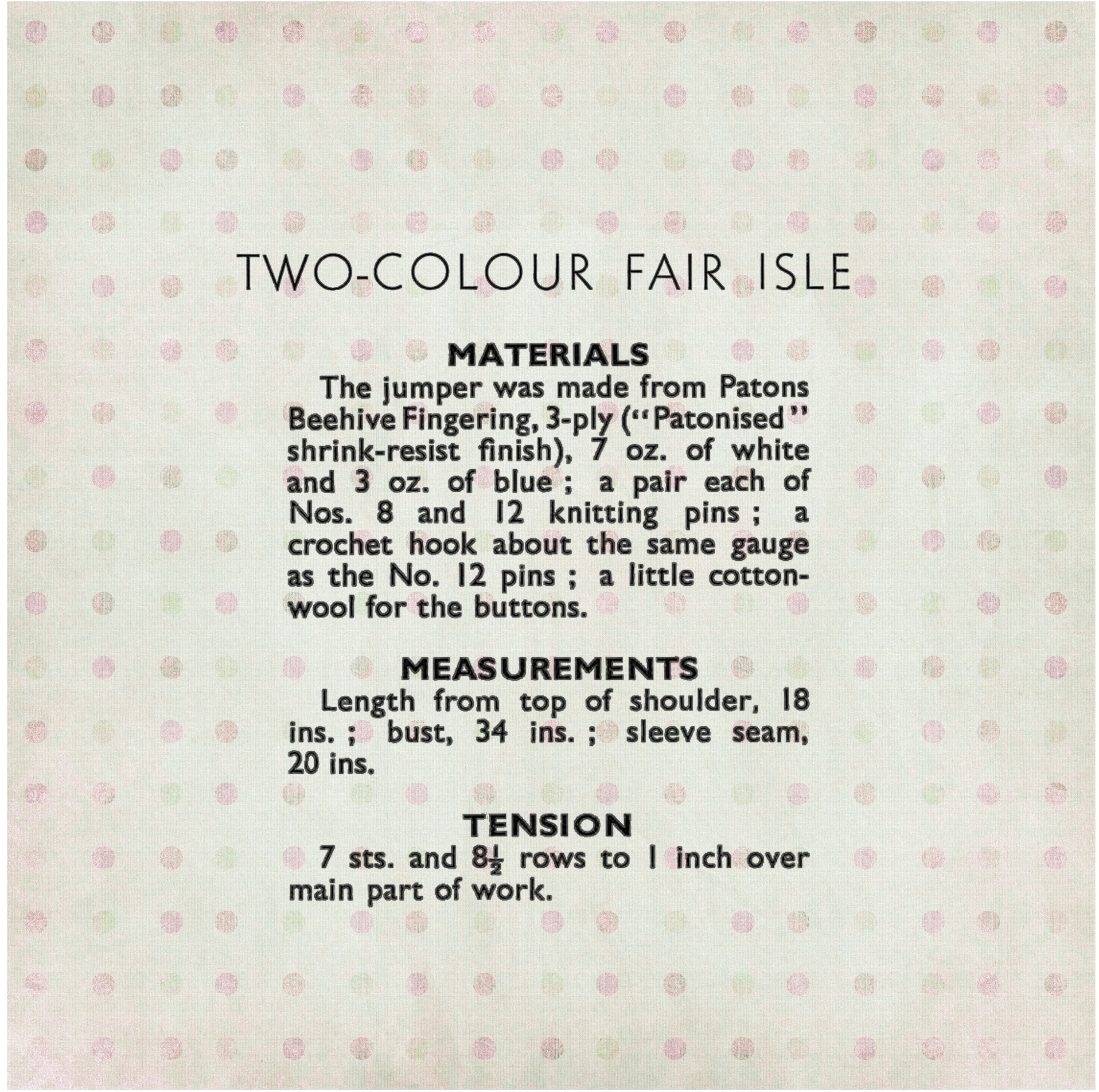 1940's Ladiestwo Colour Fair Isle Sweater PDF Knitting Pattern - Etsy