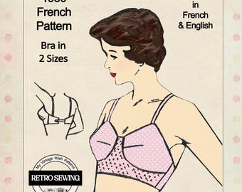 1950s Bra in 2 sizes Bust 36 and 38 ins. Paper Sewing Pattern