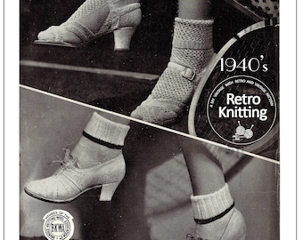1940's Ladies Plain and Fancy Ankle Socks PDF Knitting Pattern