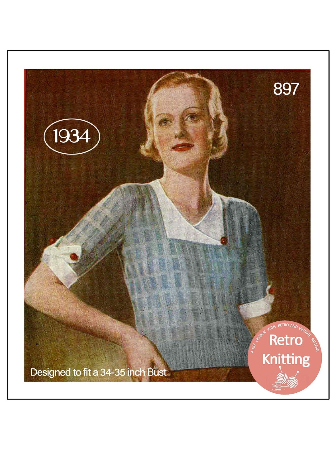 1930s Pretty Deco Jumper PDF Knitting Pattern Bust 34-35 - Etsy