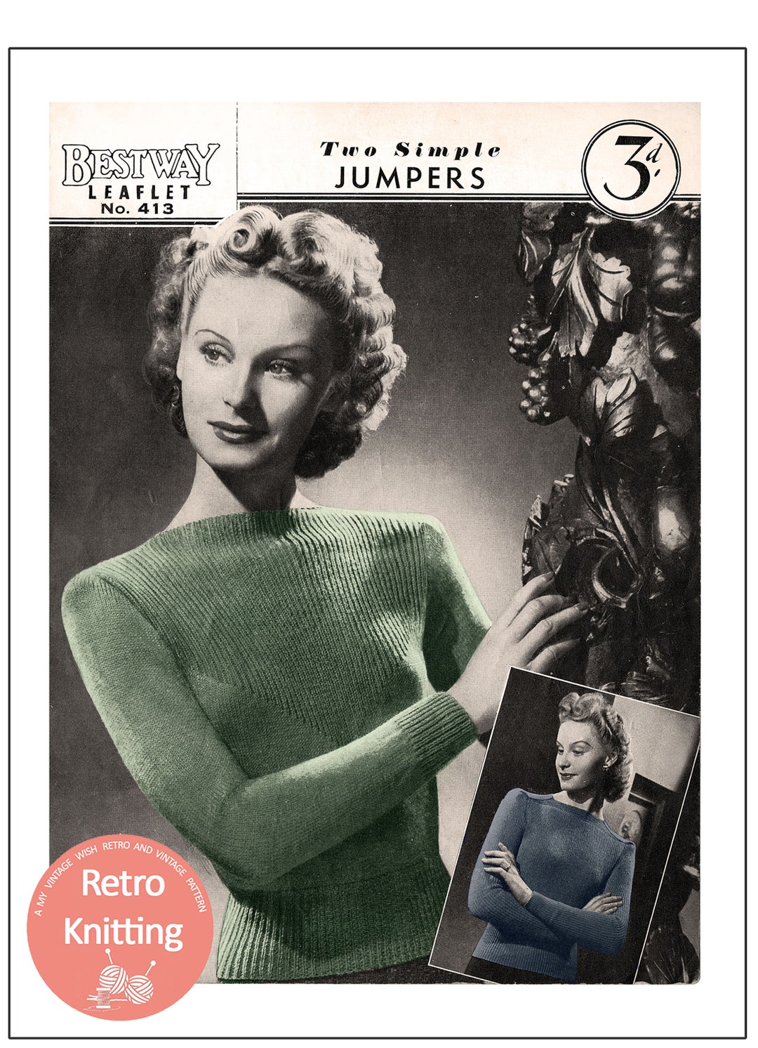 1940's Two Simple Jumpers PDF Knitting Pattern Bust 33-36 - Etsy