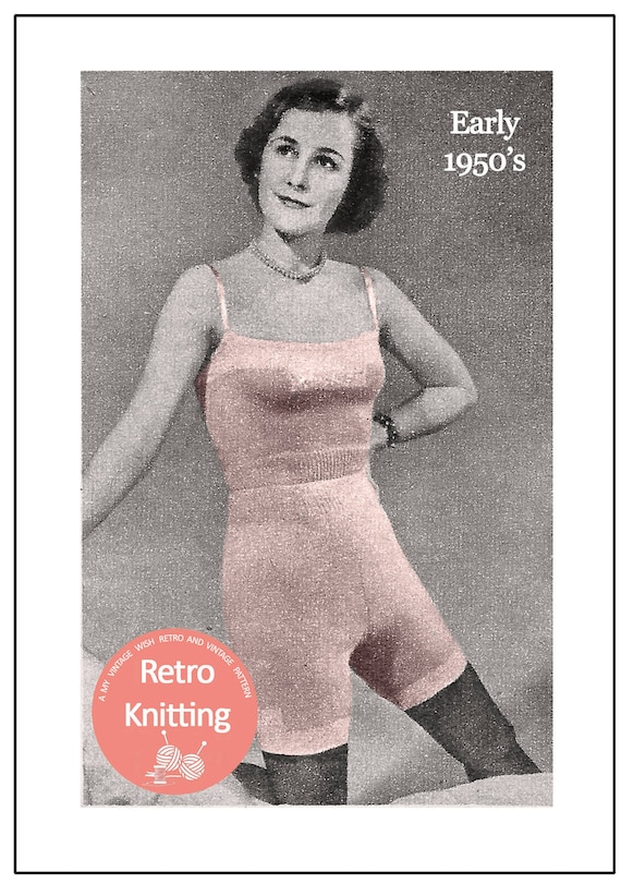 1950's Slim Line Camisole Vest and Panties PDF Knitting Pattern Bust 34-36  -  Denmark