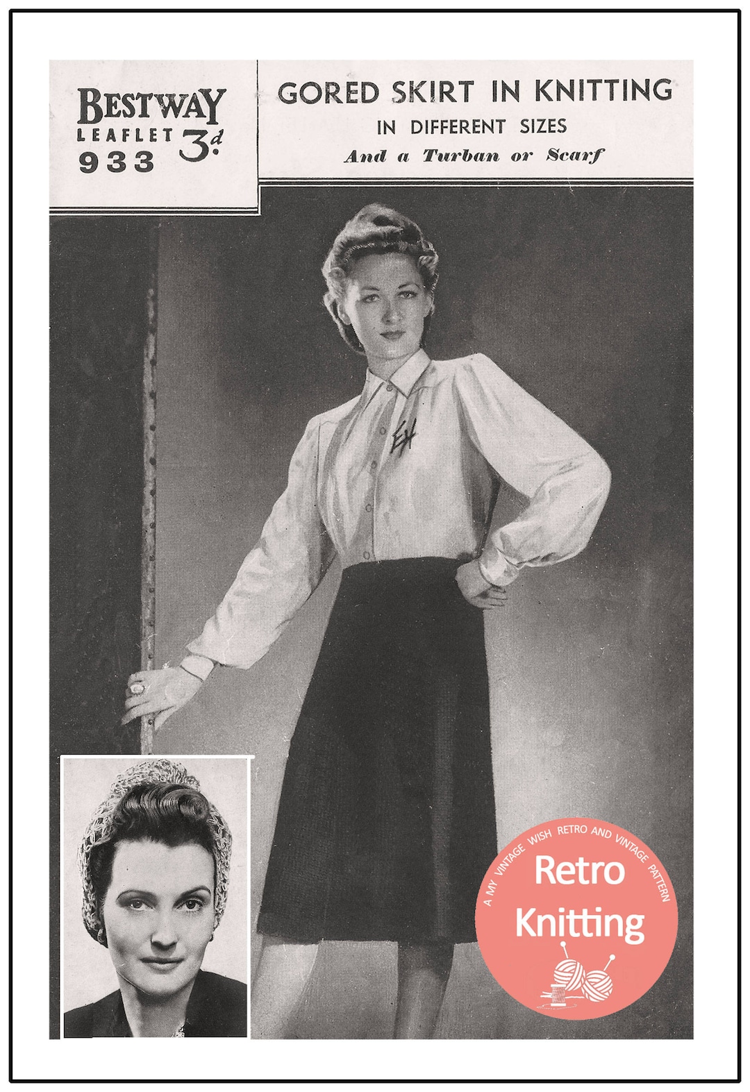 1940s Wartime Skirt and Scarf/turban Vintage Knitting Pattern PDF ...