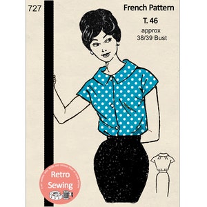 1950&#39;s Simple Blouse - Vintage French Sewing Pattern - Paper Pattern
