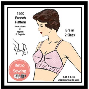 Vintage 1950's Brassiere PDF Sewing Pattern Bust 37 and 39