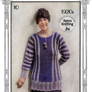 1920s Striped Jumper PDF Knitting Pattern