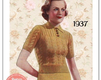Modello PDF per maglia da donna in stile polo degli anni '30