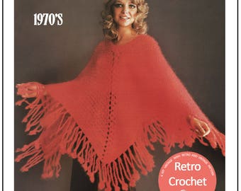 Party Poncho 1970's Crochet Pattern – PDF Crochet Pattern - Instant Download