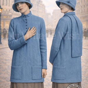 Patrón de jersey, gorro y bufanda vintage de los años 20 / Tejido y crochet / Descarga instantánea en PDF