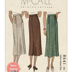 1930s Panelled Skirt with Buttoned Bands Sewing Pattern Waist 26