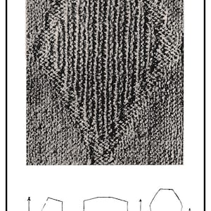 May include: A black and white illustration of a cardigan sweater with measurements for the front, back, and sleeve. The measurements are in inches: 22 inches long, 9 1/2 inches wide for the front, 17 inches wide for the back, 14 inches long for the body, and 19 1/2 inches long for the sleeve.