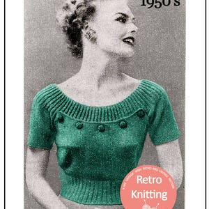 1950's Pin up Rockabilly Style Yoked Blouse PDF Knitting - Etsy