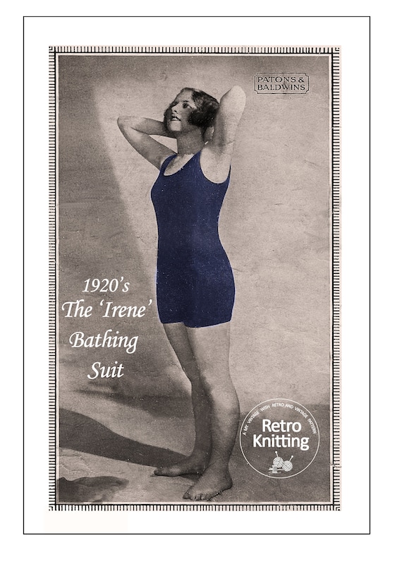 Vintage 1920's Flapper Bathing Suit PDF Knitting Pattern 35-37 Inch Bust  Instant Download 