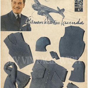 1940's Wartime Service Knits für Airmen PDF Pattern Booklet