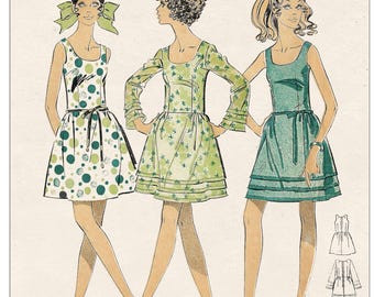 knee length dresses for ladies 60s MOD Dress Pattern McCALLS 2226 Seam Interest A Line Dress with Cur  A  Vintage shop