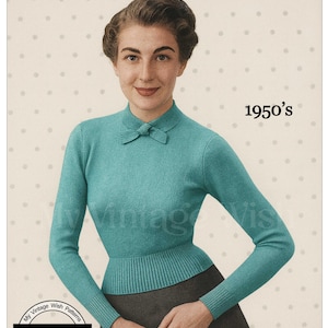 1950s Classic Sweater Vintage Knitting Pattern PDF Instant Download