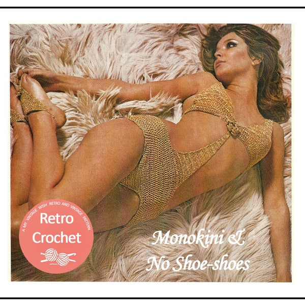 Bikini des années 1970 (Monokini) Maillot de bain rétro PDF Crochet Pattern