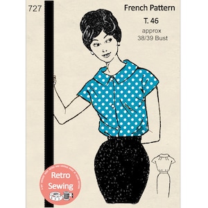 1950s Easy Blouse PDF Sewing Pattern PDF download