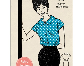 1950s Easy Blouse PDF Sewing Pattern PDF download