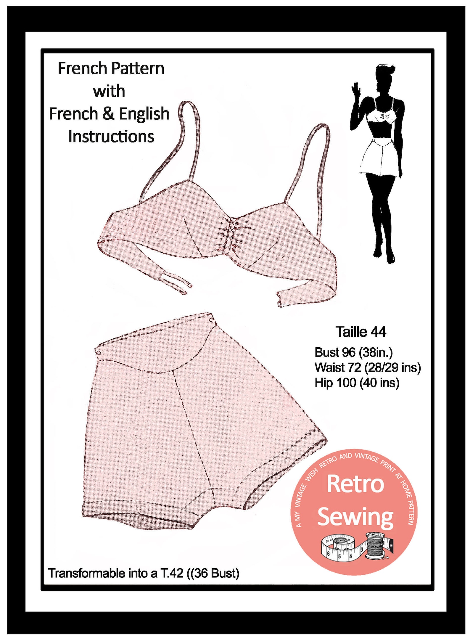 1940s Bra and French Knickers Sewing Pattern PDF Lingerie Etsy